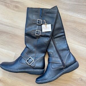 b.o.c. Born Concept black wide mid calf riding boots with buckle’s size 9.5